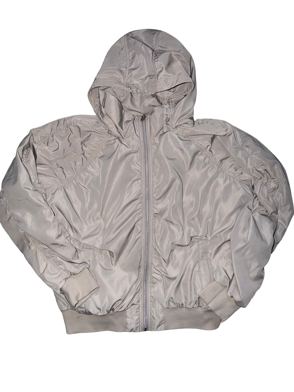 Athleta Jetset Bomber Jacket - Light Gray/Cream
